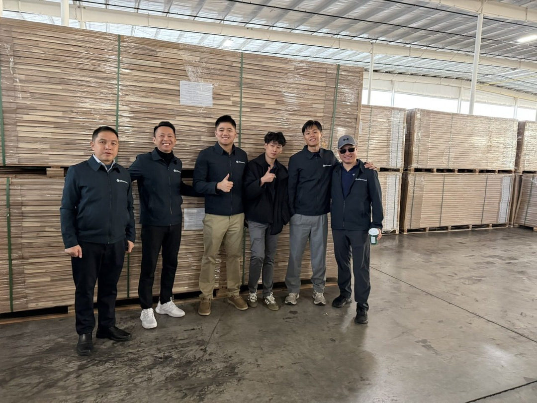 The Gridwood U.S. team in the warehouse
