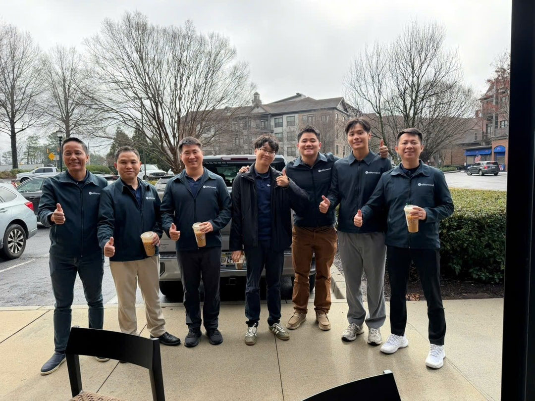 Some of our sales team outside a café on a sales trip across the eastern states