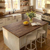 Acacia butcher block top in a room
