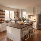 Acacia butcher block top in a room