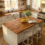 Acacia butcher block top in a room
