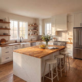 Acacia butcher block top in a room