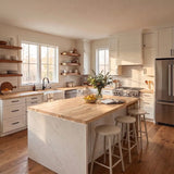 Acacia butcher block top in a room