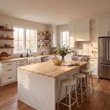 Acacia butcher block top in a room
