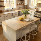 Hevea butcher block top in a room