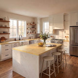 Hevea butcher block top in a room