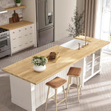 Hevea butcher block top in a room