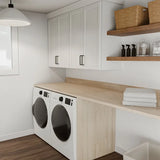 Hevea butcher block top in a room