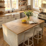 Hevea butcher block top in a room