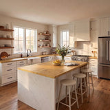 Hevea butcher block top in a room