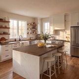 Hevea butcher block top in a room