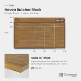 Hevea butcher block size chart — 60″ × 30″