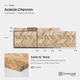 Acacia chevron size chart — 36″ × 25″
