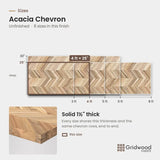 Acacia chevron size chart — 48″ × 25″