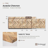 Acacia chevron size chart — 60″ × 25″