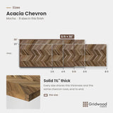 Acacia chevron size chart — 60″ × 30″