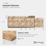 Acacia chevron size chart — 72″ × 25″