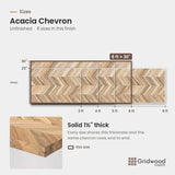 Acacia chevron size chart — 72″ × 30″