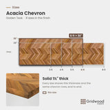 Acacia chevron size chart — 72″ × 30″