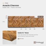 Acacia chevron size chart — 96″ × 25″