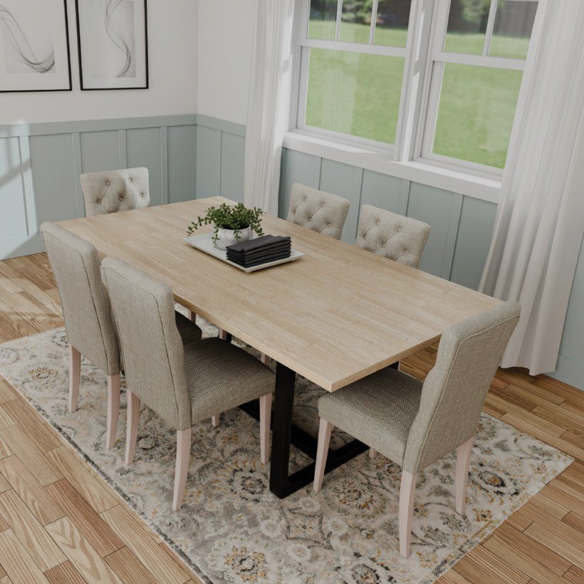 A 6 ft top used as a dining table