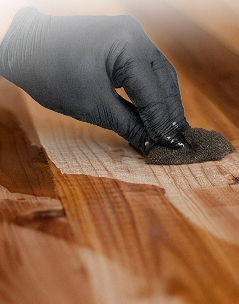Oiling a solid wood top by hand
